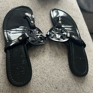 Tory Burch Black Leather Miller Flats